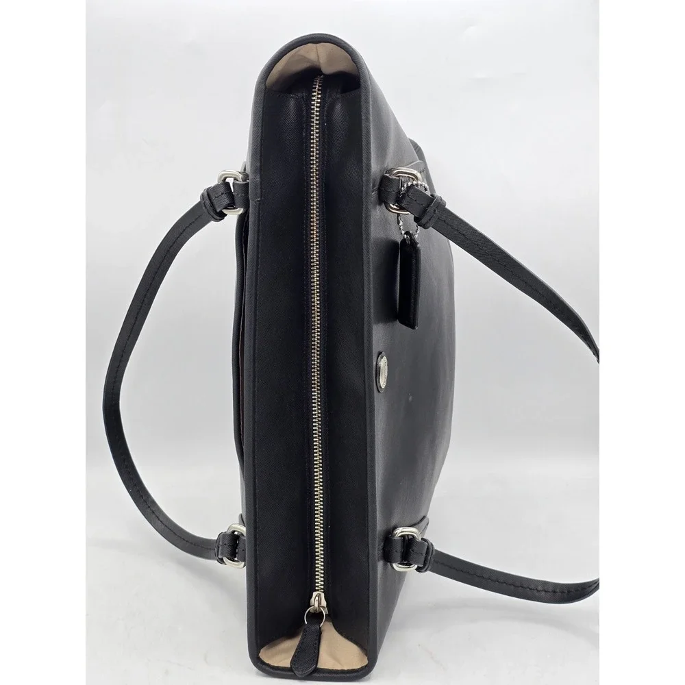 COACH Peyton Leather Zip Top Tote Bag Purse - Black/Silver‎ - SEE PHOTOS